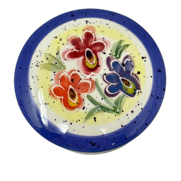 Julie Ueland Enesco Ceramic Trinket Boxes Floral Butterfly Set Vintage 1999 - Picture 11 of 16